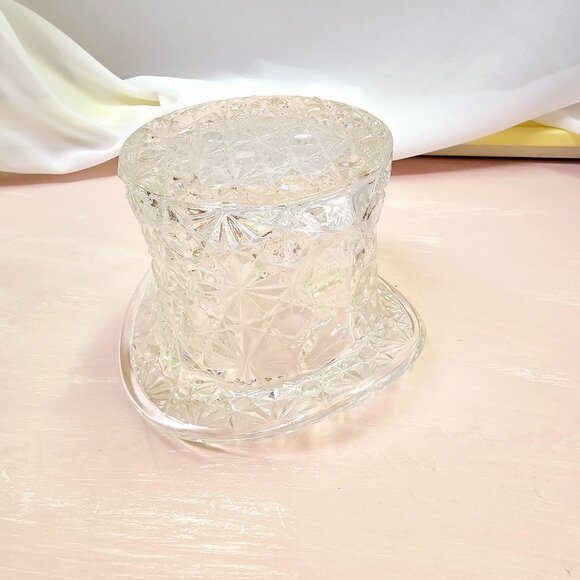 Daisy & Button Fenton Clear Glass Top Hat Dish or Vase, Vintage Decor - Picture 2 of 6